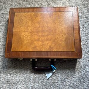 SOLD!! ULTRA RARE! VINTAGE H GERSTNER & SONS BURL WOODEN BRIEFCASE W/COMBINATION
